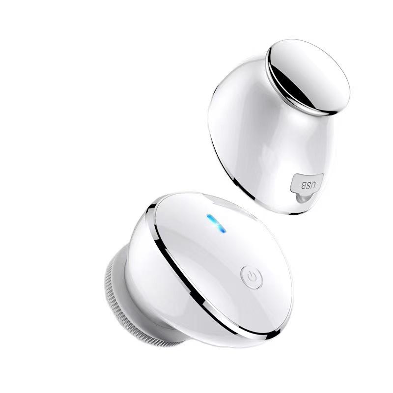2 in 1 Electric Waterproof Ultrasonic Face Massager Vibration Heating Soft Silicone Facial Cleansing Brush with Exfoliators Rechargeable белый