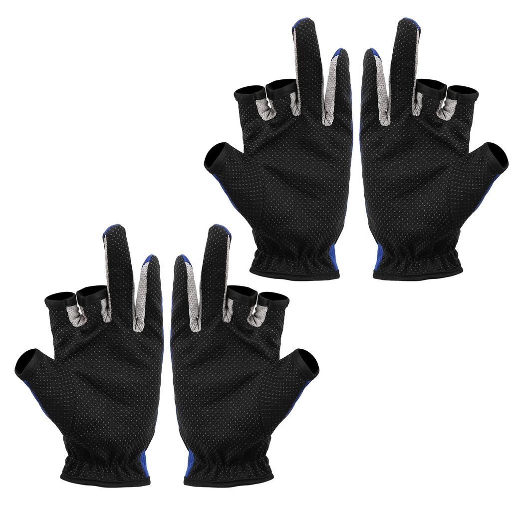 2 Pair Three Finger Fishing Gloves Neoprene Breathable Gloves with Antiskid Convex Point