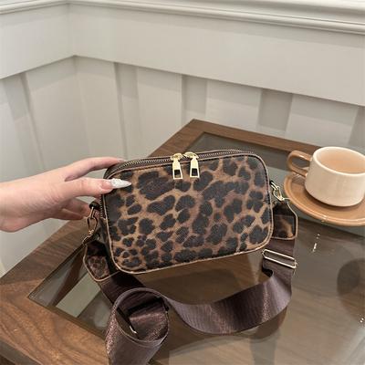 This Year, Niche Leopard Print Mother Bag Women's 2025 Autumn and Winter Retro Design Messenger Bag, Premium Shoulder Small Square Bag