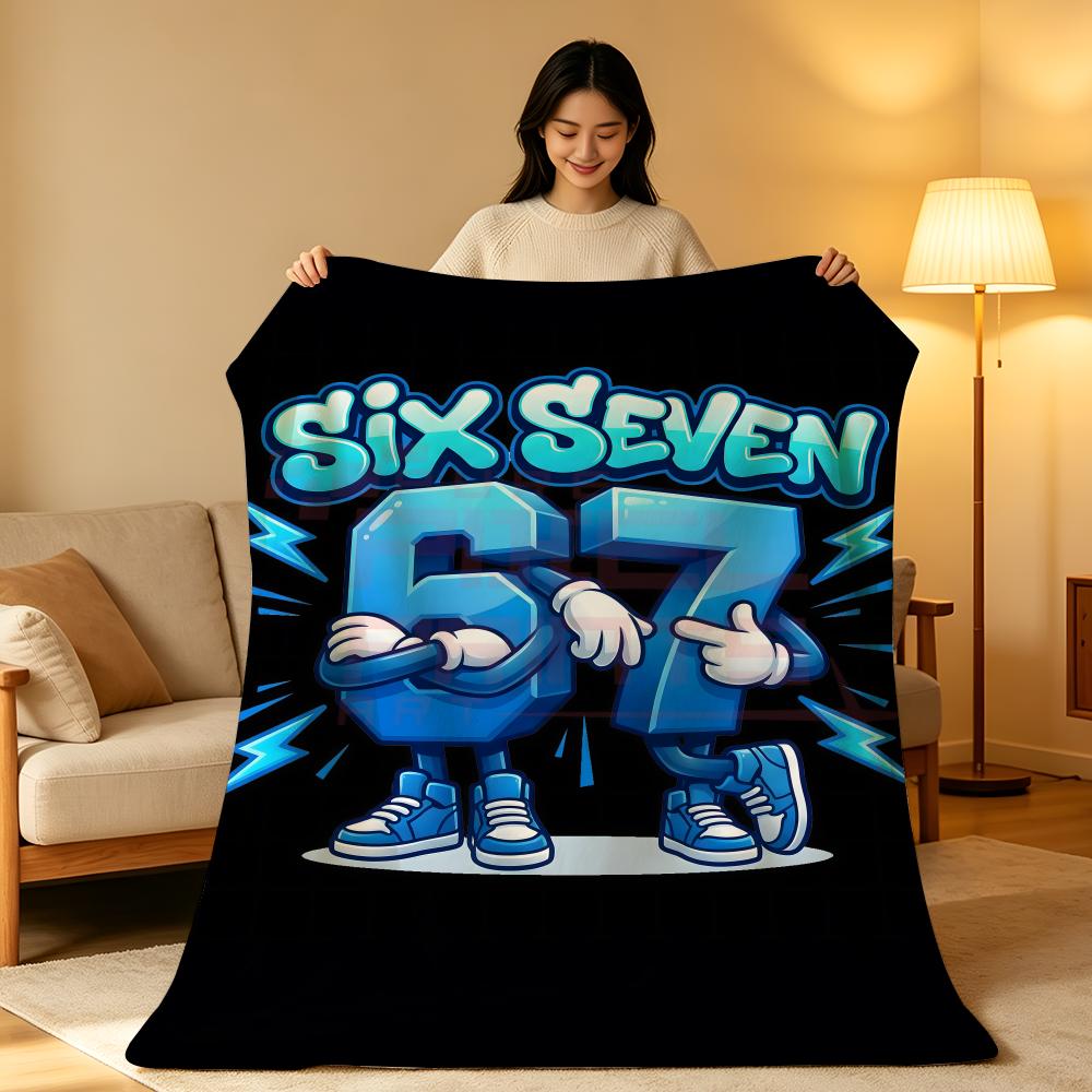 Art N-Number S-Six S-Seven Throw High-Density Short Plush Blanket Soft Skin-Friendly for Sofa Nap Air-Conditioned Room