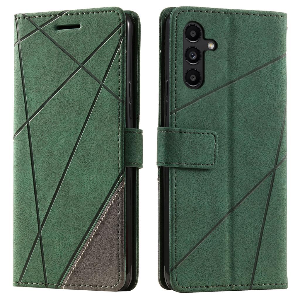 For Samsung Galaxy S24 FE Case Imprinted Lines PU Leather Splicing Wallet Phone Cover