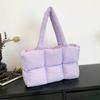 Quilted Plaid Bag Women Tote Handbags Retro Trendy Checkered Waterproof Shoulder Bag Solid Color Winter Soft Large Capacity Bags