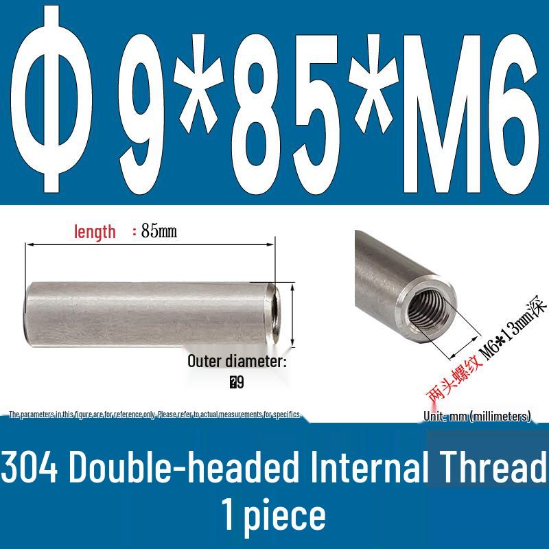 Stainless Steel 304 Double-Ended Threaded Cylindrical Guide Pin with Dual-End Holes
