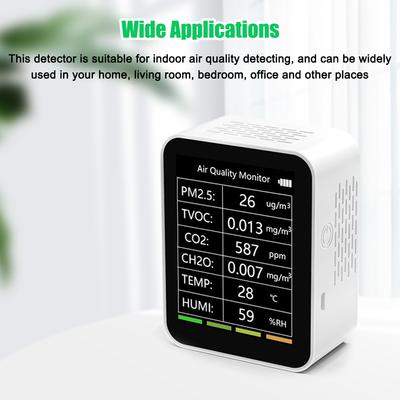 Tuya WiFi Portable Home Office Indoor Desktop Air Quality Detector 6 In 1 Multifunctional Detector PM2.5 TVOC CO2 CH2O