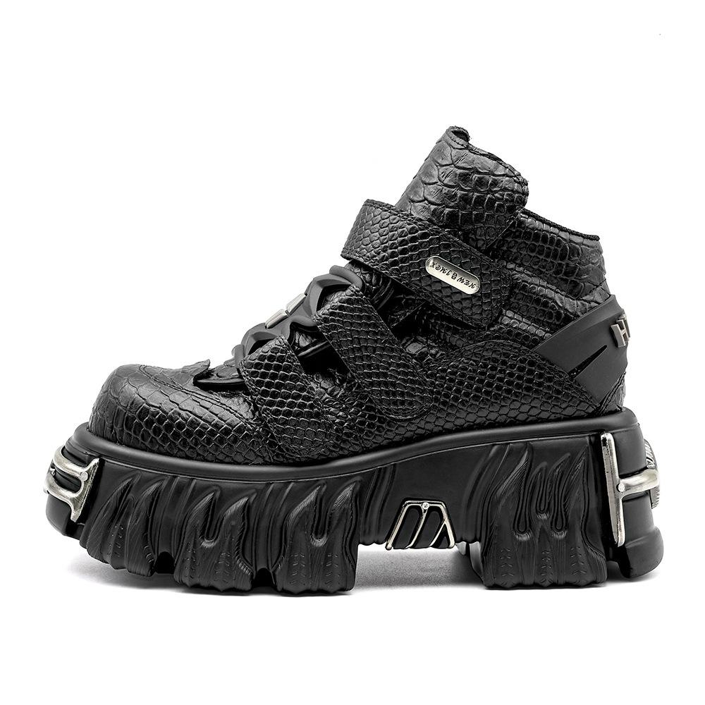 

Панк Платформенные Ботинки Женские Черные Со Змеиным Принтом Массивная Подошва Высокие Ботинки 43 чёрный