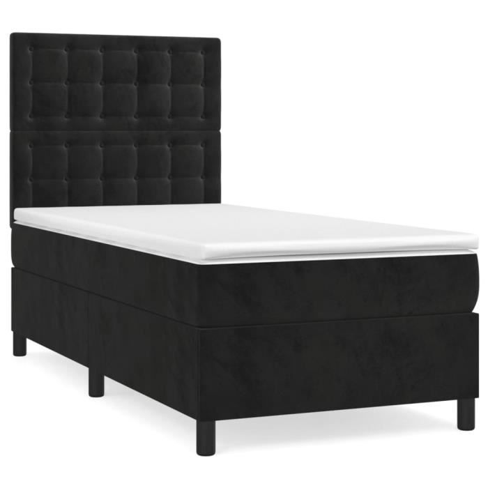 3143237 vidaXL Divan Bed with Mattress Black 90x190 Cm Velvet