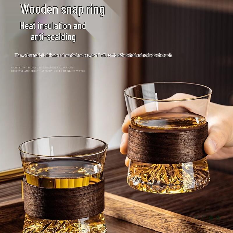 Handun 280ml Glass Teacup Set with Rack & Wood Tray