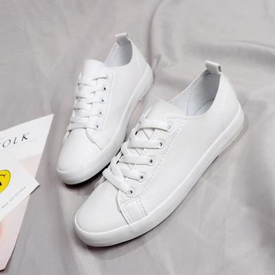 Dwayne 2019 Neue Damen PU Lederschuhe Weibliche Koreanische Freizeitschuhe Wild Atmungsaktive Ballerinas Student Weiße Schnürschuhe Damen 685