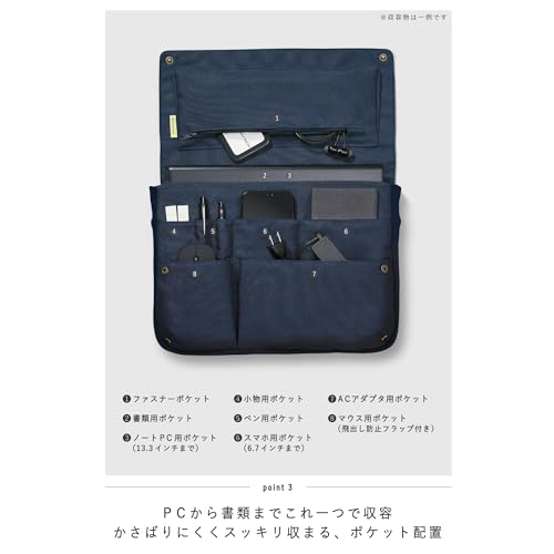 KOKUYO Bag-in-Bag Laptop Bag 13.3-inch Clutch Bag A4 Horizontal Business BIZRACK Smoky Navy KAHA-BRB130DB