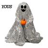Decorative Ghost Sculpture Halloween Decoration, Outdoor Shiny Figurine with Sequin Cloth, Light Collectible Up Spooky for Parties, Lawn, Porch Decor