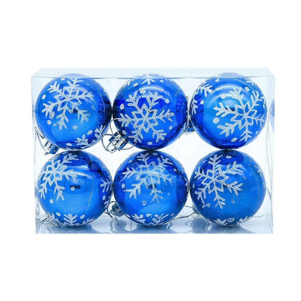 6pcs Plastic Christmas Tree Pendant Bright Hanging Ornament Snowflakes Christmas Ball Office