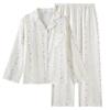 New Spring Fresh and Sweet Cartoon Pure Cotton Crepe Cover Pajamas Women's Simple Long-sleeved Trousers Loungewear Set