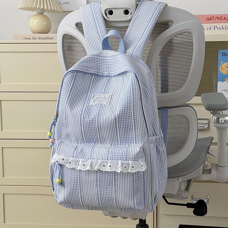 School bag new style for women, INS large capacity high school student leisure travel backpack, candy color-block, sweet style backpack