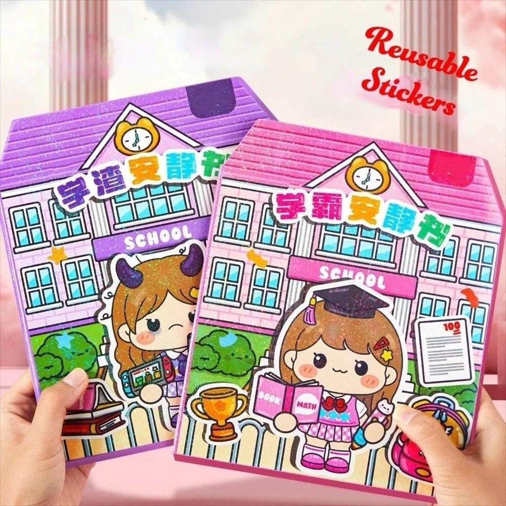 Cute PET Quiet Book Stickers Handmade Cartoon 3D Sticker Book Educational No Cutting Required Stickers Holiday Gifts