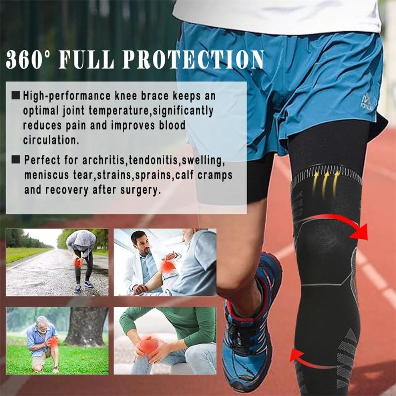 1 Pc Full Leg Sleeves Long Compression Leg Sleeve Knee Sleeves Protect Leg, For Man Women Basketball, Arthritis Cycling