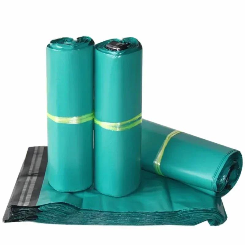 New 100Pcs Plastic Courier Green Bag Express Packaging Bags Thicken Clothing Waterproof Mailing Bags Self Seal Envelope Pouch