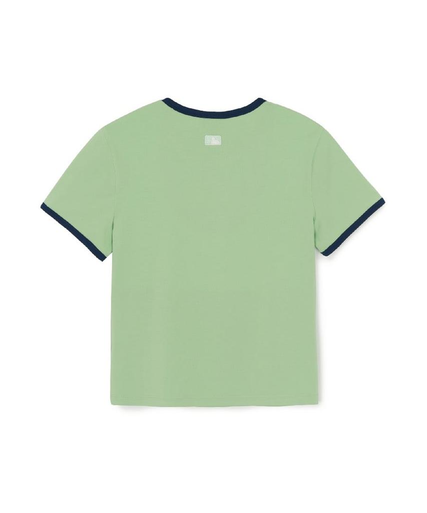 Emelbi Women'S Lettering Slim Semi-Crop Ringer T-Shirt Phi (Ptn.Green)