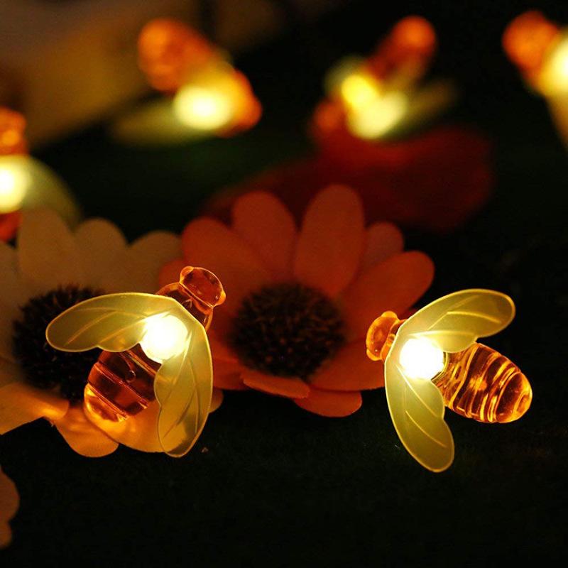 Solar Powered Cute Honey Bee Shape LED String Light Outdoor Garden Fence Patio Decor