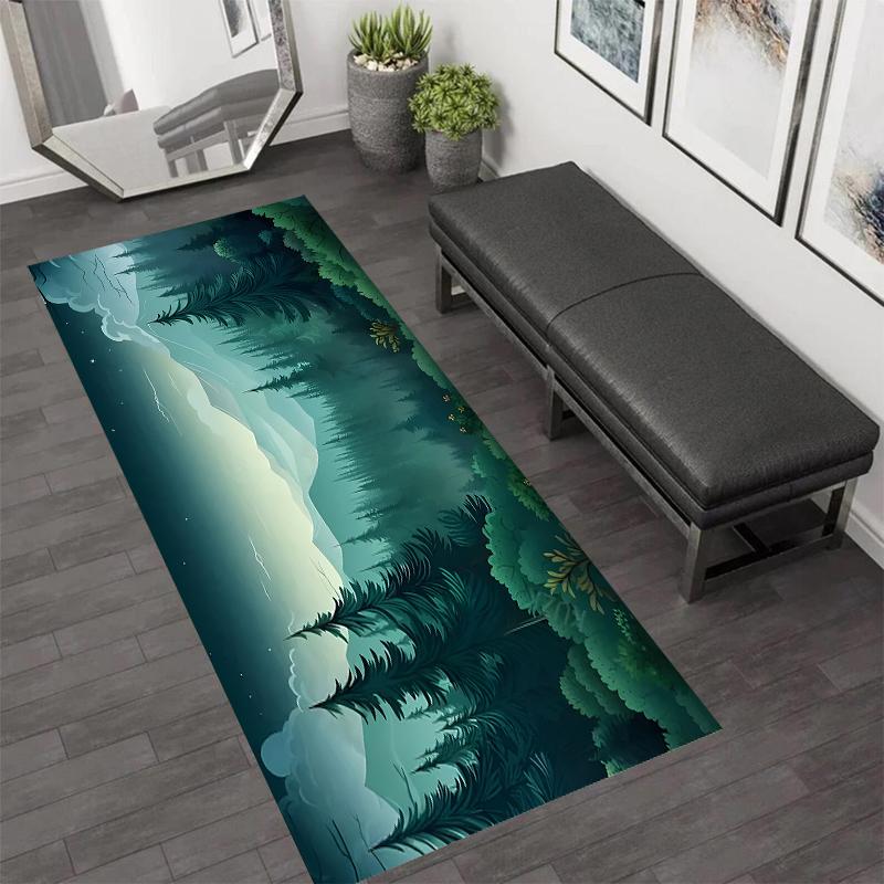 

Enchanted Forest Long Runner Rug Collection Non Slip Wear Resistant Soft Washable Hallway Kitchen Laundry Room Decor Rug 40X120CM