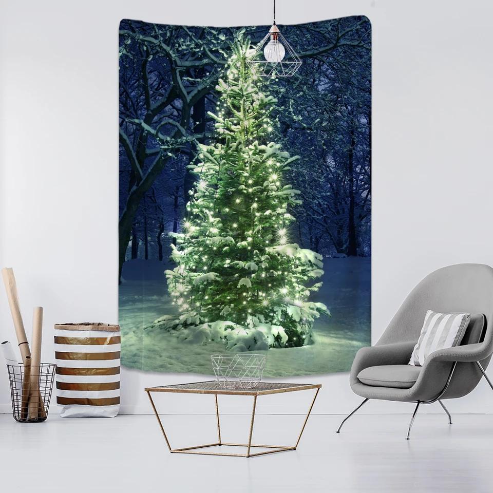 New Year Christmas Tree Tapestry Ornament Wall Hanging Tapestry Carpet Xmas Home Deocr Yoga Pad Bedspread Beach Mat Gift