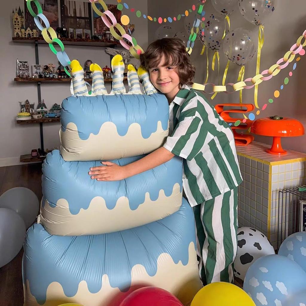 3D Cartoon Birthday Cake Balloon - Foil Decoration for Kids' Parties