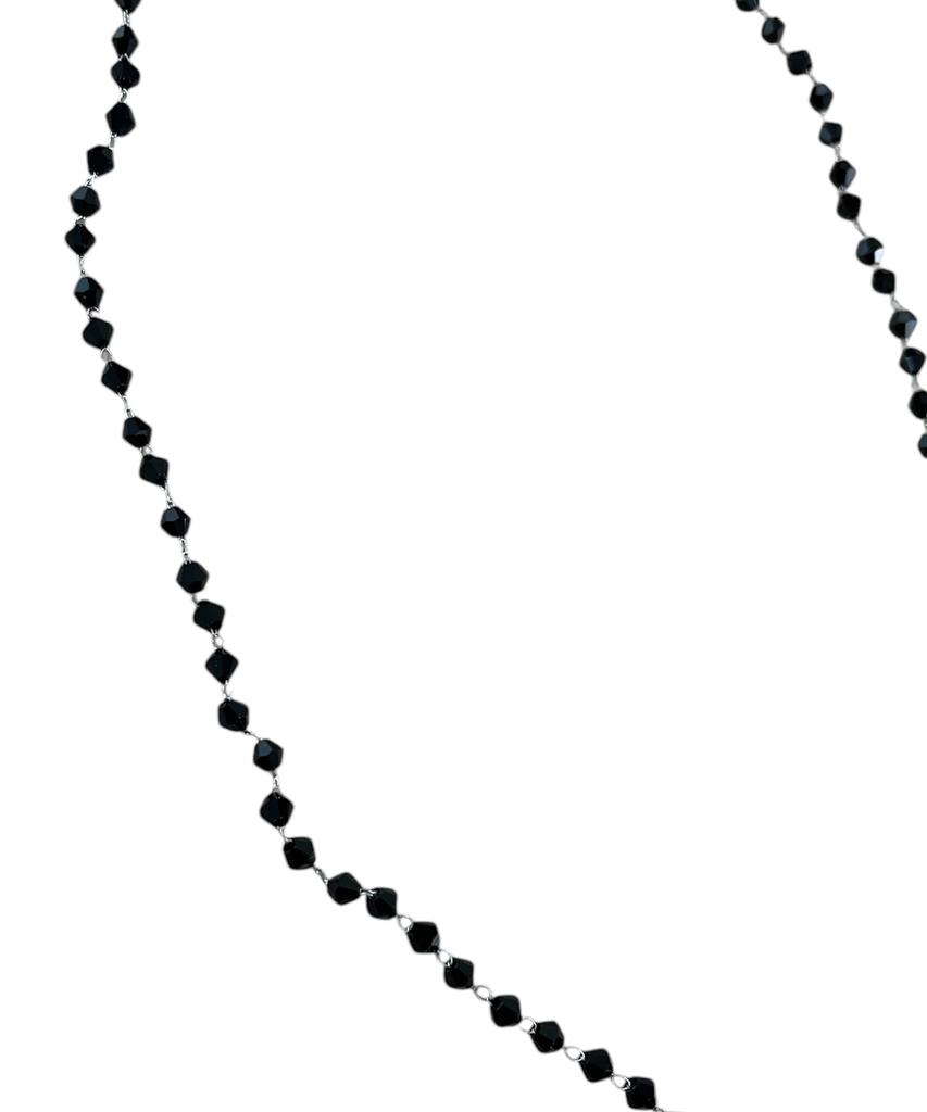 Sk8Er Rock Black Cross Beads Chain Necklace