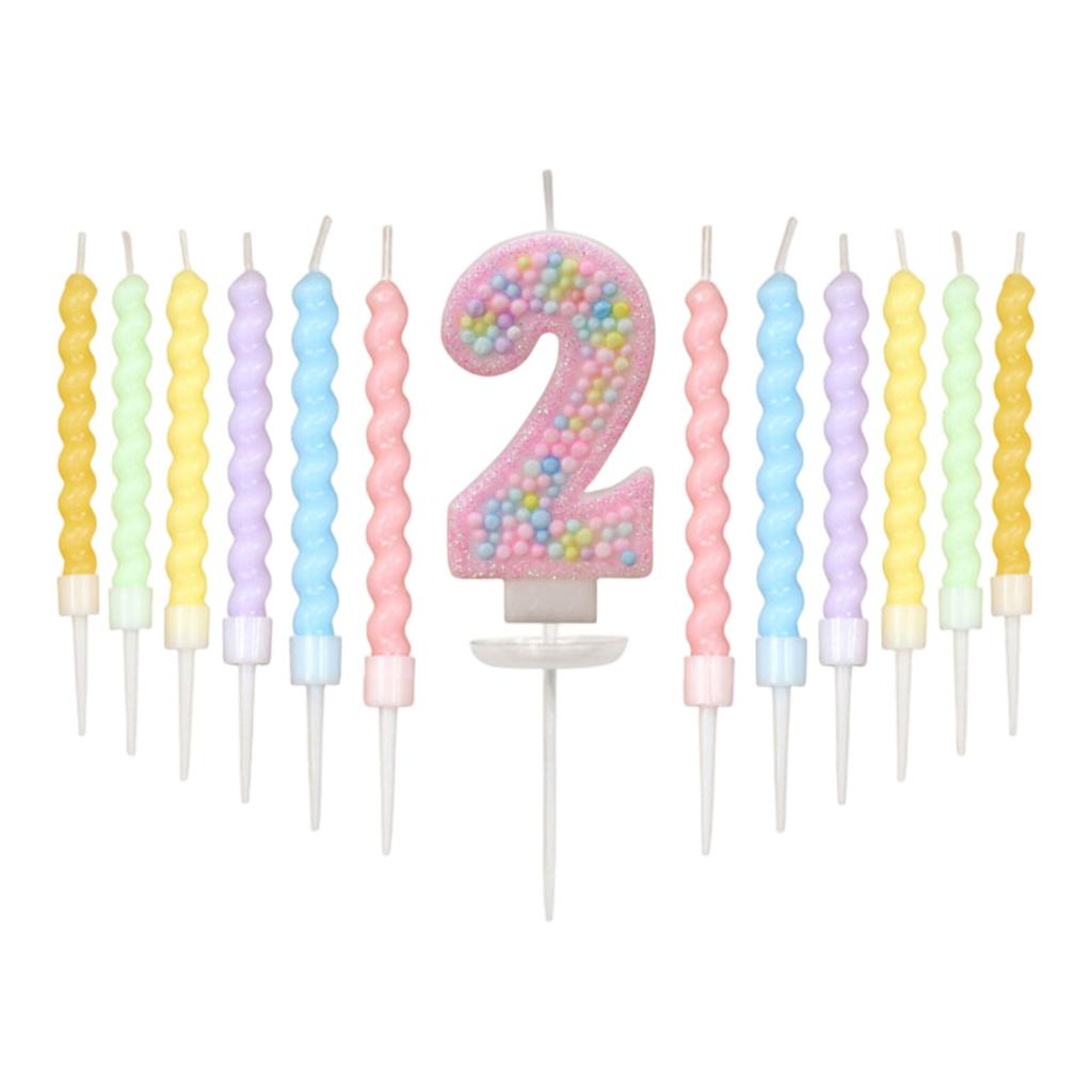 Macaron Colored Ball Threaded Candle Set Birthday Candle Decoration