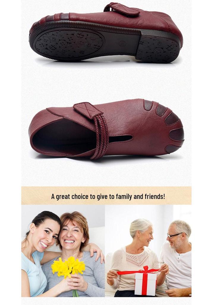 2026 Spring/Autumn Retro Soft Sole Mother's Flat Shoes – Comfortable Style for Middle-Aged and Elderly.