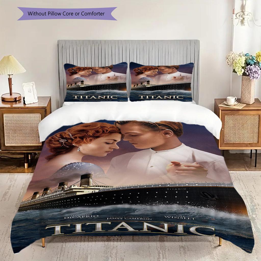 Titanics Final Voyage Sunset Bedding (1 * duvet cover + 2 * pillowcase, without core) 2D Flat Christmas birthday gift Soft and comfortable Bedding set