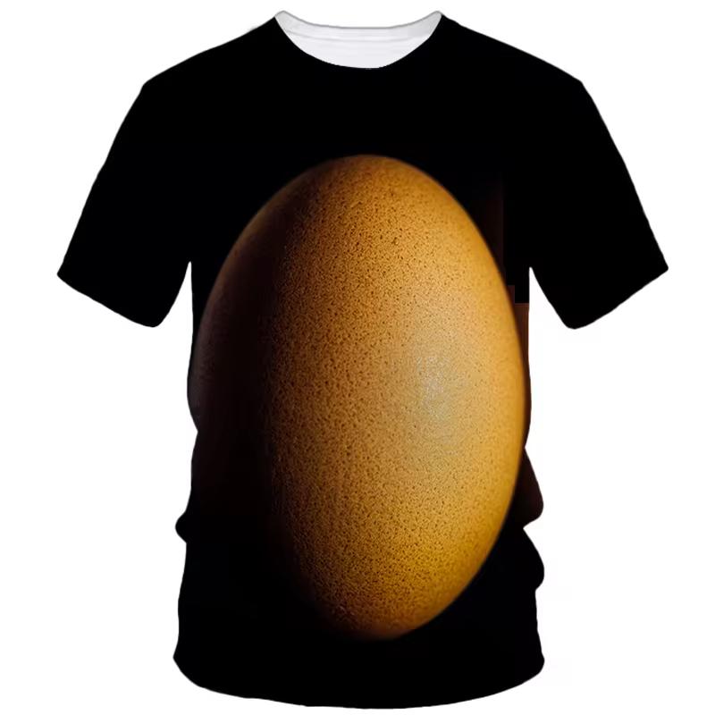 Funny Egg Pattern T-shirts 3D Printing Food Short Sleeve Round Neck Cool Design Men's T-shirts