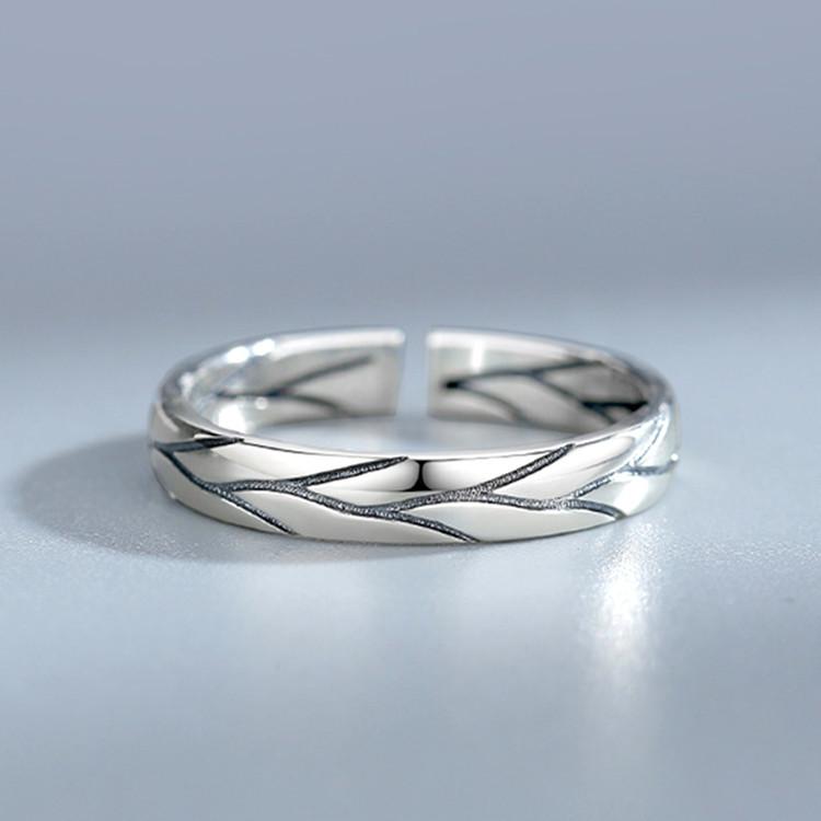 New Arrival Exquisite Thai Silver Crack 925 Sterling Silver Plated Jewelry Simple Tree Pattern Personality Opening Rings TYB438