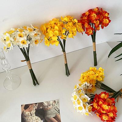 6 Handsträuße künstliche Narzissen Hochzeitsfotografie Hochzeit Heimdekoration Ornamente Kunstblumen