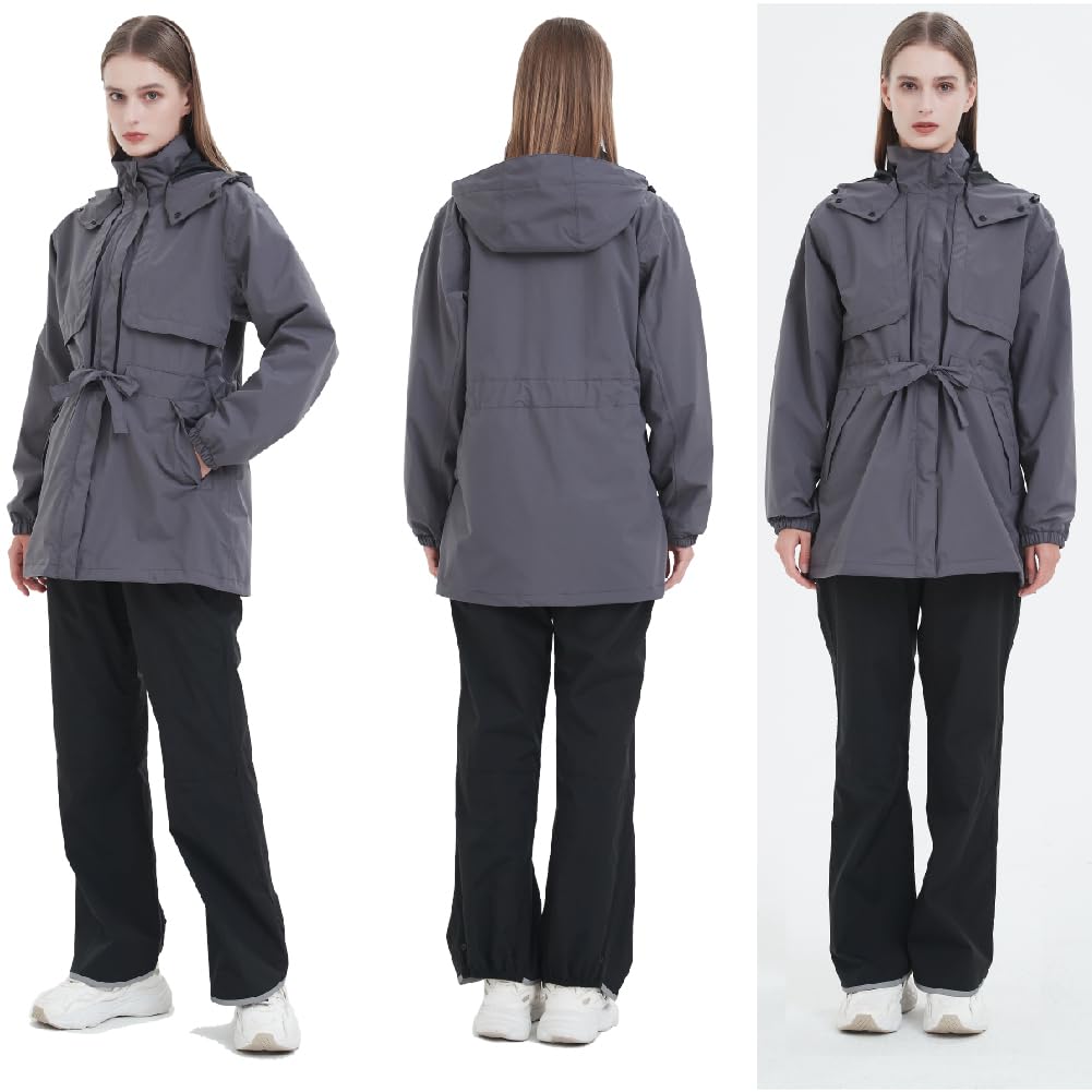 Top and Bottom Cold Waterproof Rain Stretch Mountain Outdoor [TopKylin] Women's Rainwear, Raincoat, Set, Protection, Wear, Gear, Raincoat,