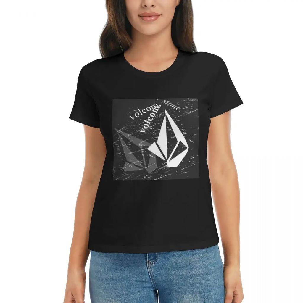 Women TShirt VVolcom Logo Summer Short Sleeve Tees Crew Neck Cotton T Shirts Clothes Tops Streetwear