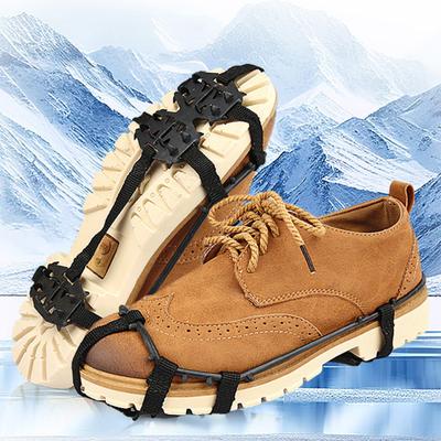 1 Pair Mountain Climbing Ice Snow Shoes Traction Cleats 24-Teeth Anti-Slip Crampons Snow Shoes Cleats Walking On Snow Ice Outdoor Winter Walking