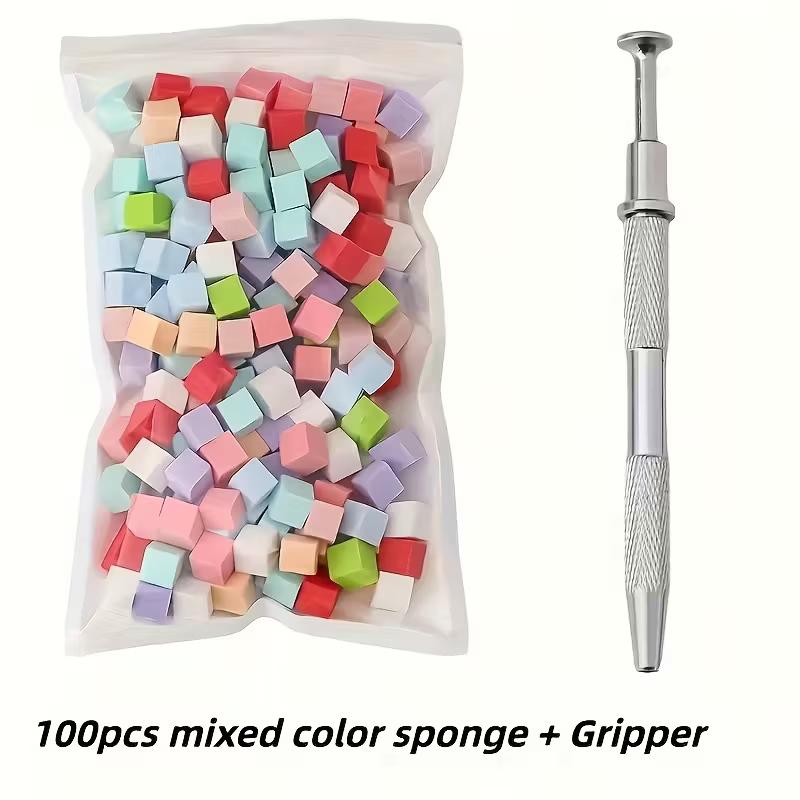 100pcs Pat-pat Gel Sponge Block, Grab-grab Clip, Nail Art Gradient Blush, Mini Tofu Block, Nail Salon Dedicated Grab-grab Pen