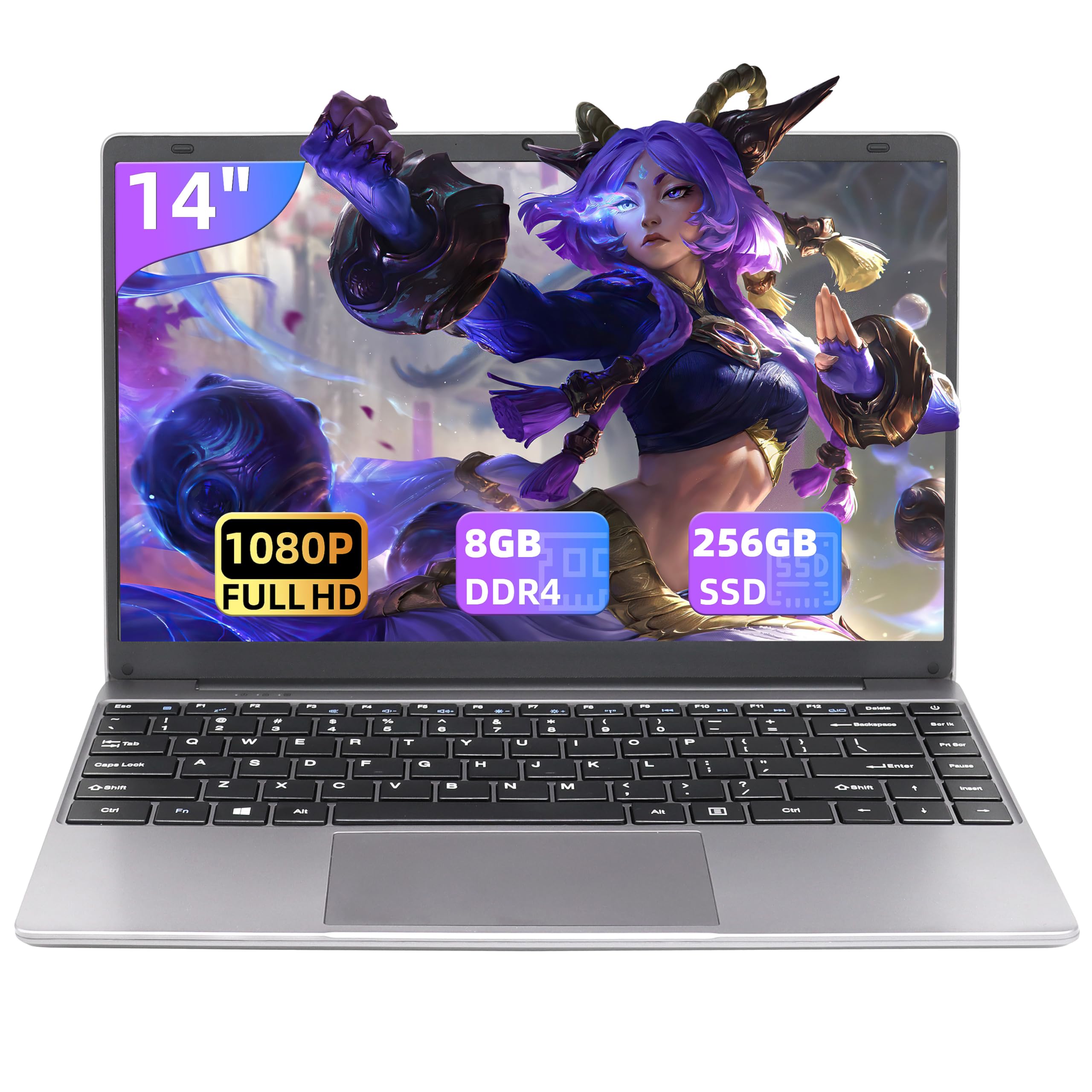 

Ноутбук Office 11 Роздільна здатність IPS Веб-камера Тихий Процесор Celeron J4105 8 ГБ DDR4 RAM 256 ГБ RAM з Японською Клавіатурою Плівка 2 USB Порти Порт Розширення SSD Тонкий