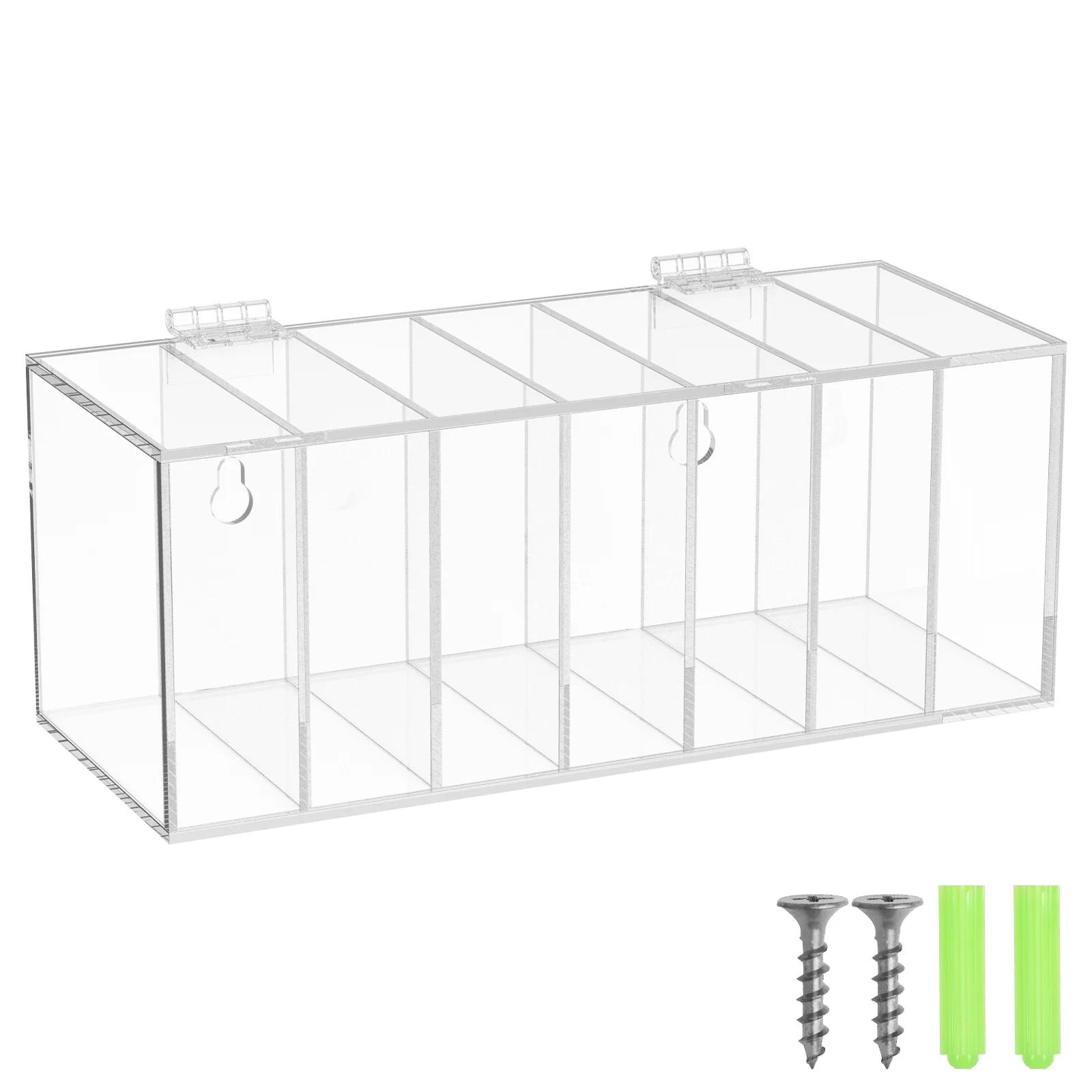 7Slot Storage Box Week Label Dispenser Acrylic Wallmount Transparent Box Versatile Sticker Roll Dispenser for Home School Office 22.5x9x9cm