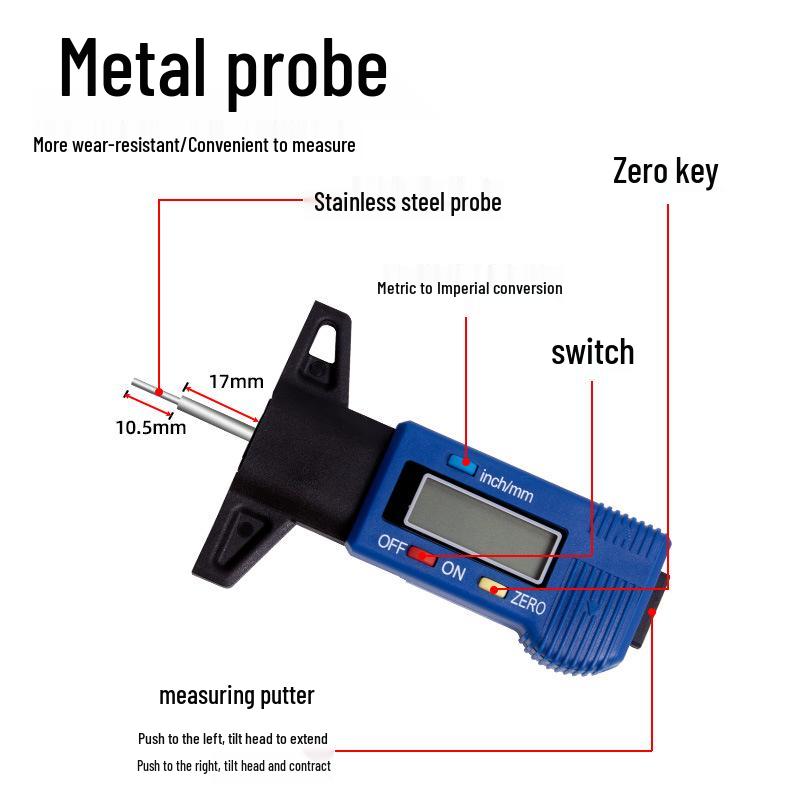 Vysoce přesný digitální měřič hloubky dezénu pneumatik