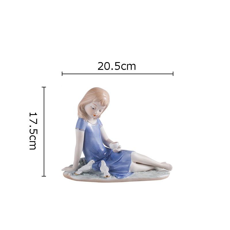 European Girl Character Ceramic Statue Desk Decoration Cute Girl Porcelain Crafts Painted Figures Sculpture Modern Home Decor
