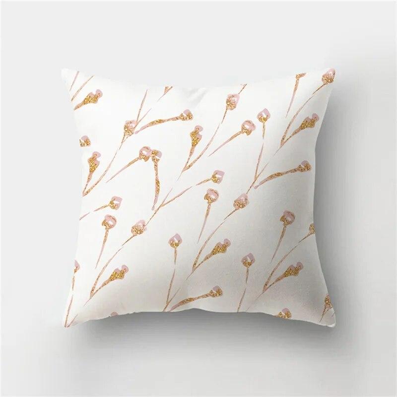 Simple Leaf Plant Yellow Flower Print Pattern Cushion Cover Home Living Room Sofa Decoration Pillow Pillow Cover 45X45CM