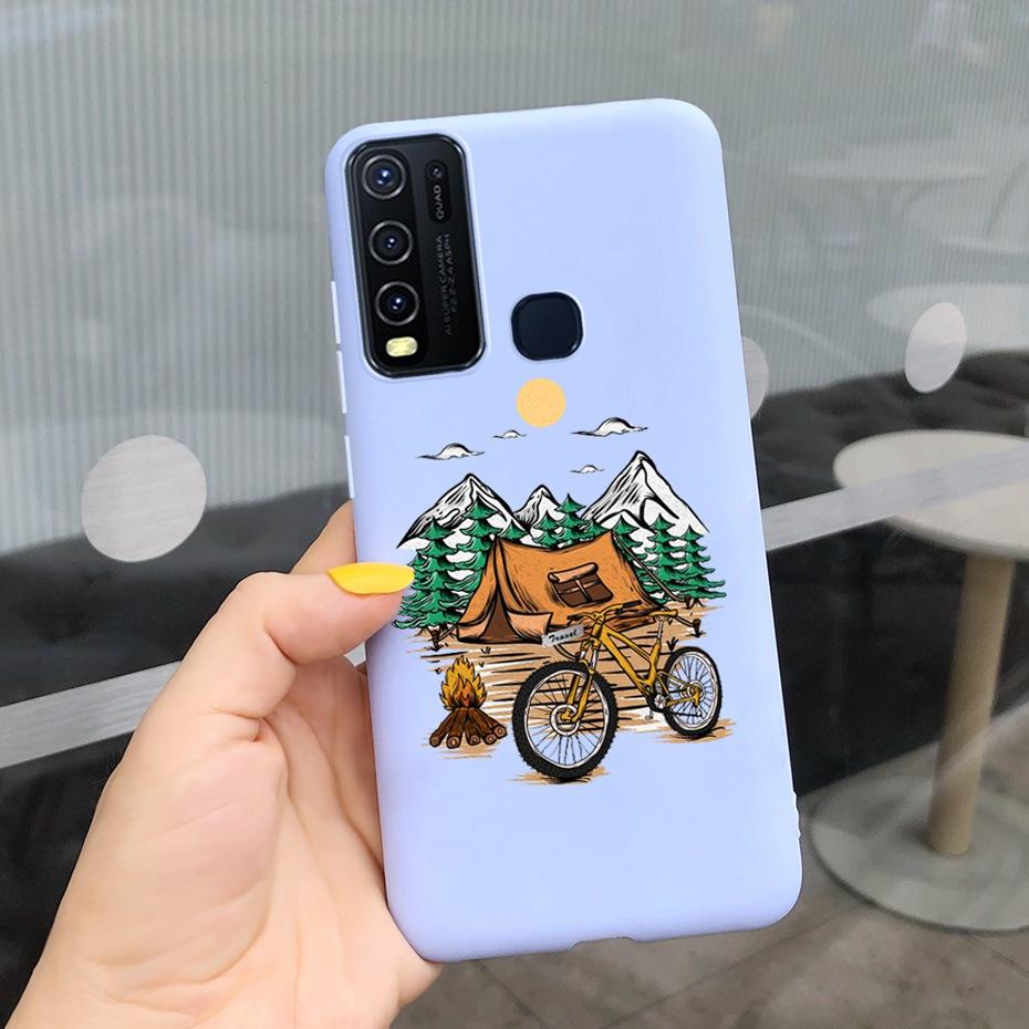 Fashion Cute Flower Milk Silicone Case For Vivo Y30 1938 Y50 1935 Black Soft TPU Phone Cover For Vivo Y 30 50 Y30 2020 Back Case