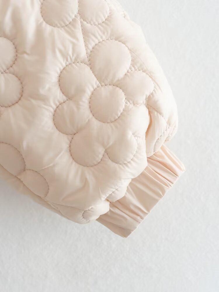 Women's Lightweight Floral Print Cotton Jacket with Stand-up Collar - Autumn/Winter Fashion Style.