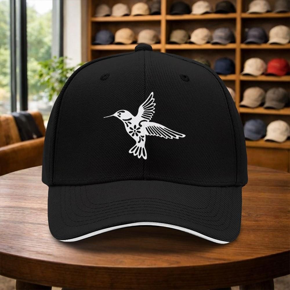 My Extreme Outdoor Activities Women's Grey Hummingbird Floral Print Baseball Cap Unisex Adjustable Curved Brim Outdoor Casual Cap Cm
