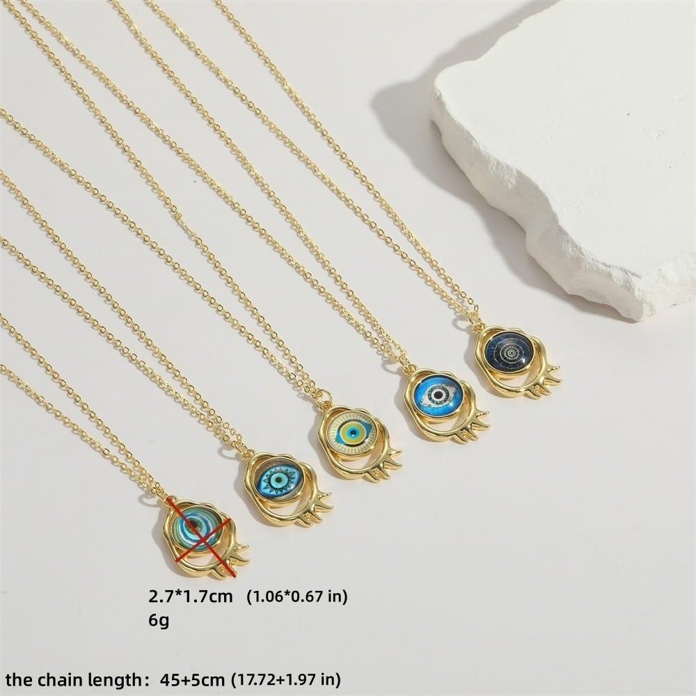 Pendant Devil's Eye Necklace Copper Resin Banquet Clothes Neck Chain  Clothes Accessories