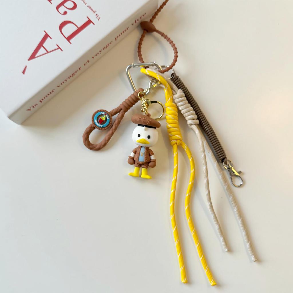 Miu Plush Tennis Bag Pendant: Niche Design with Braided Rope Keychain