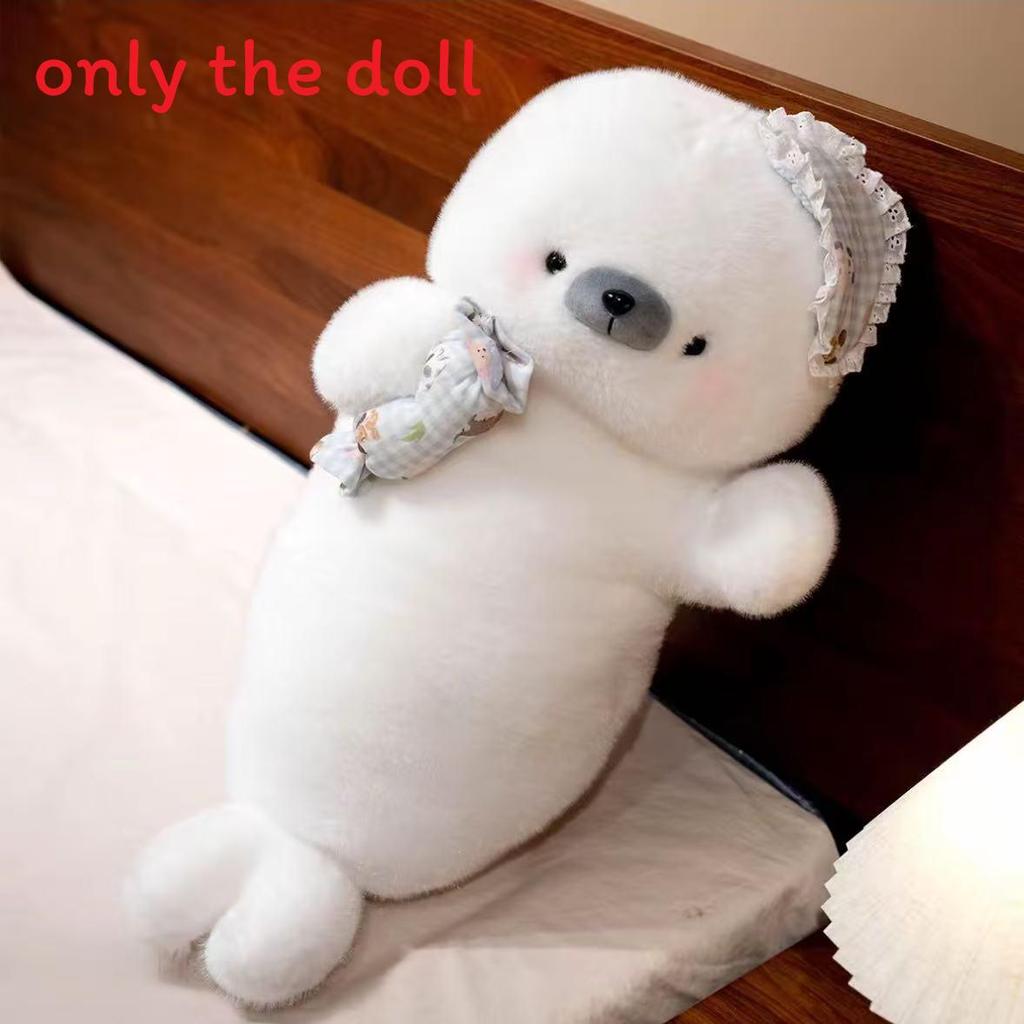 Cute Animal Plush Seal Cushion With Hat And Fish Design For Kids Sleep And Play