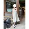 French gentle wind sleeveless neck-hanging off-the-shoulder dress for women's summer high-end temperament loose belly-covering and thin dress