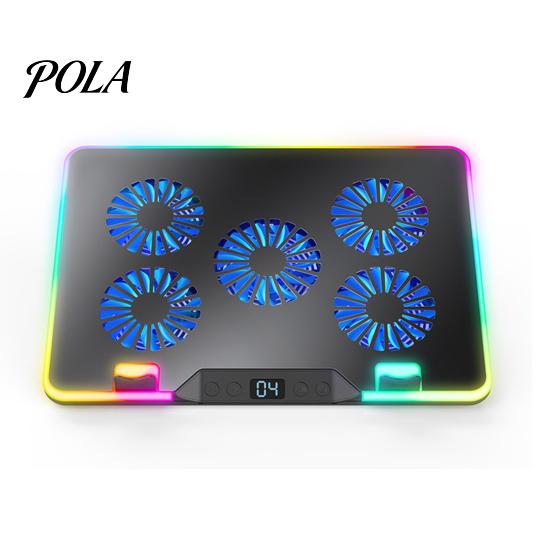 Laptop Radiator Cooler Stand Digital Display Height Adjustable Low Dynamic Lighting Noise Portable Notebook Gaming Cooling Pad Slim