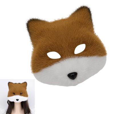 Animal Foxes Wolf Mask Halloween Party Cosplay Costumes Props Plush Cats Half Face Mask Masquerades Mask for Carnivals